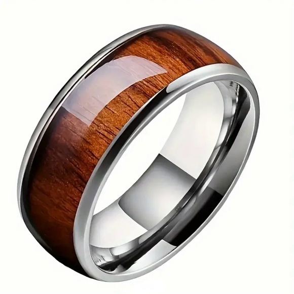 Stainless & Wood Statement Ring/Band - Picture 5 of 5